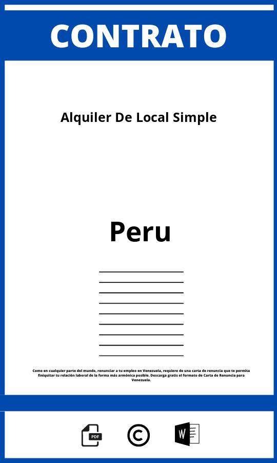 Contrato De Alquiler De Local Simple En Word Peru