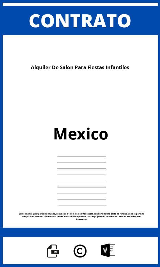 Contrato De Alquiler De Salon Para Fiestas Infantiles