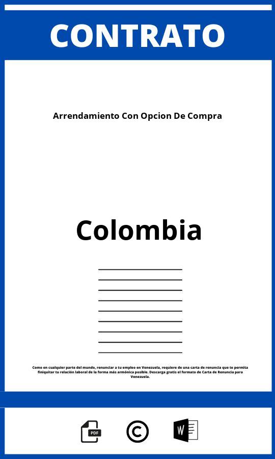 Contrato De Arrendamiento Con Opción De Compra Colombia