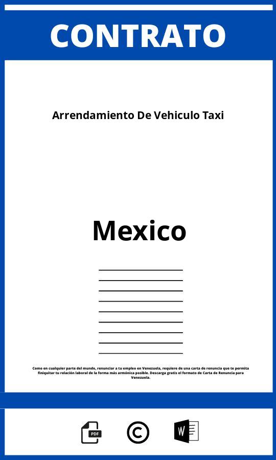 Contrato De Arrendamiento De Vehiculo Taxi