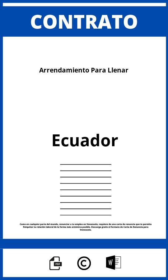 Contrato De Arrendamiento Para Llenar