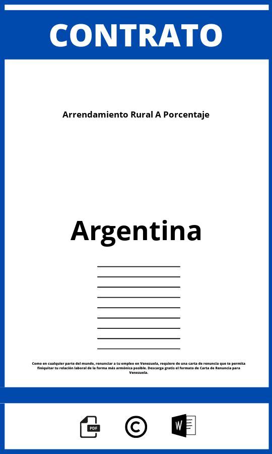 Contrato De Arrendamiento Rural A Porcentaje