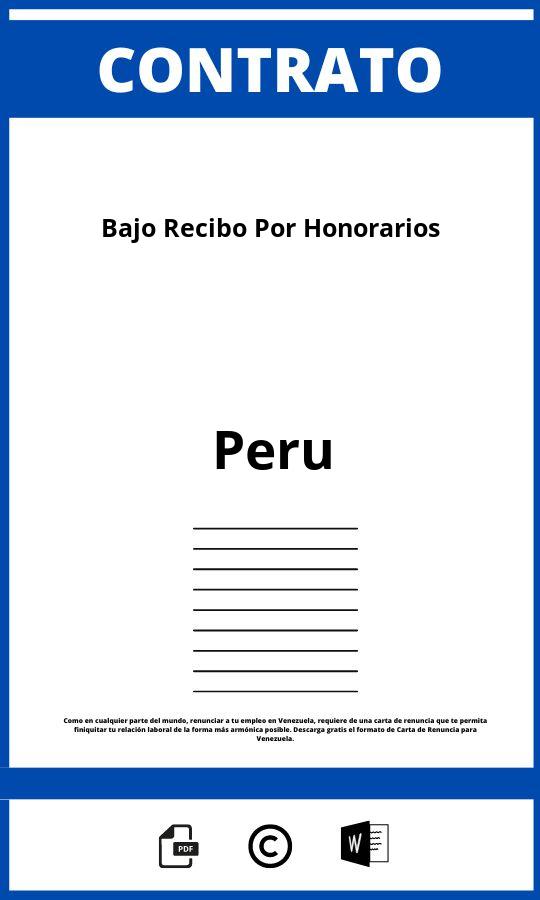 Contrato Bajo Recibo Por Honorarios