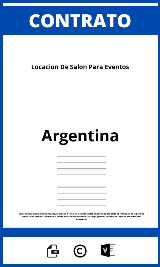 Contrato De Locacion De Salon Para Eventos Argentina