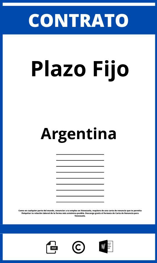 Contrato De Plazo Fijo Ejemplo Argentina 2023