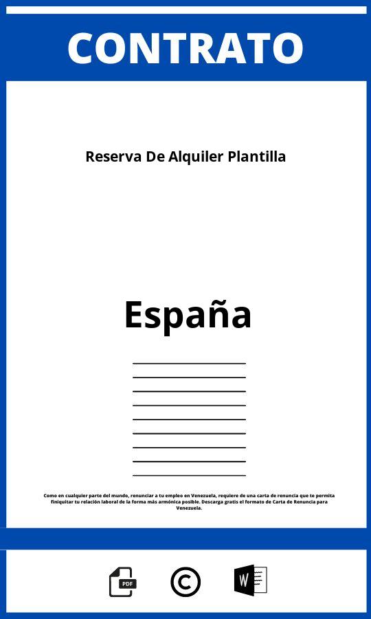 Contrato De Reserva De Alquiler Plantilla España 2024