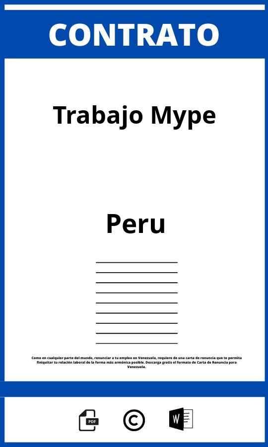 Contrato De Trabajo Mype  En Word