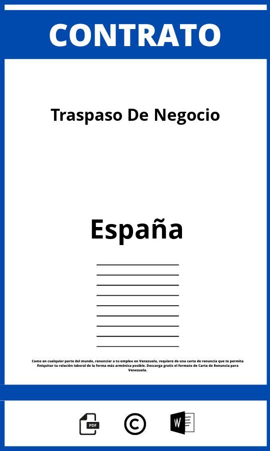 Contrato De Traspaso De Negocio